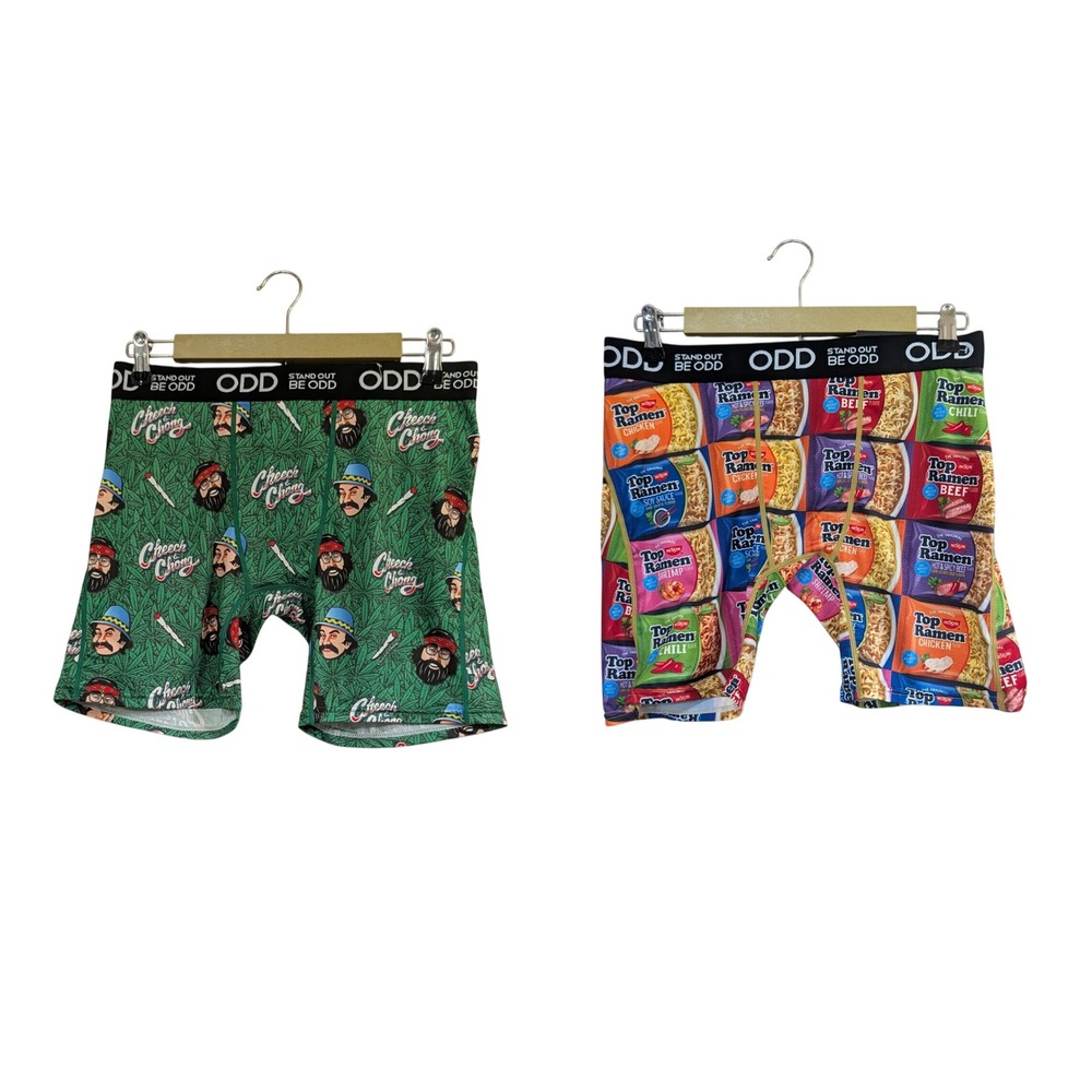 2pk ODD Sox Boxer Briefs Mens Large Cheech & Chong Top Ramen Novelty Underwear L